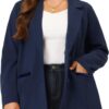 Agnes Orinda Plus Size Blazer for Women Notched Lapel V Neck Office Work Business Suits 2024 Jacket Blazers - Image 2