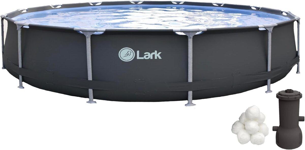 Lark Rustproof 14' ft. x 33" inch Fiberglass Frame Backyard Above Ground Swimming Pool with 530-Gallon Filtration Pump