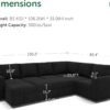 HONBAY Modular Sectional Sleeper Sofa with Pull Out Bed, Velvet U Shaped Sectional Couch with Storage Ottoman Convertible 7-Seater Sofa, Black - Image 2