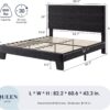 Allewie Queen Size Platform Bed Frame with Velvet Upholstered Headboard and Wooden Slats Support, Fully Upholstered Mattress Foundation/No Box Spring Needed/Easy Assembly, Black - Image 2