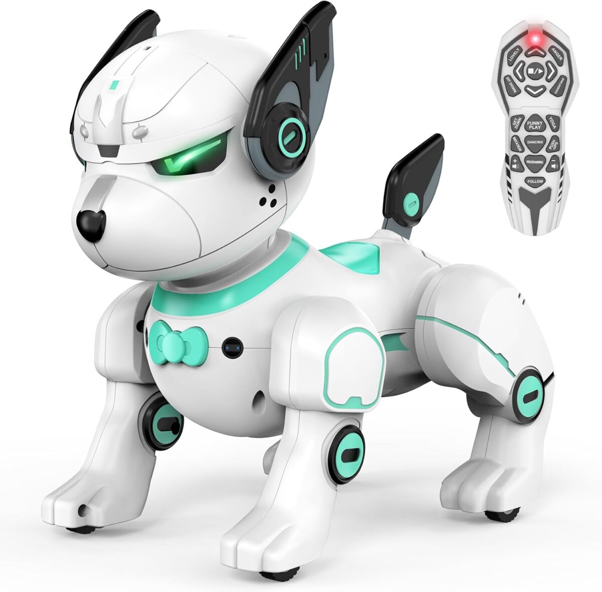 Remote Control Robot Dog Toy, RC Dog Programmable Smart Interactive Robotic Pets, RC Stunt Robot Toys Dog Imitates Animals Music Dancing Handstand Push-up Follow Functions for Boys Girls Toy Green