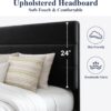 Allewie Queen Size Platform Bed Frame with Velvet Upholstered Headboard and Wooden Slats Support, Fully Upholstered Mattress Foundation/No Box Spring Needed/Easy Assembly, Black - Image 4