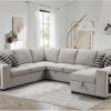 THSUPER Oversized Sectional Sleeper Sofa with Pull Out Bed, Chaise Lounge and Side Storage, U Shaped Comfy Sectional Sofa Couches Set for Living Room - 6 Seater, Beige Fabric - Image 4