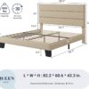 Allewie Queen Size Platform Bed Frame with Fabric Upholstered Headboard and Wooden Slats Support, Fully Upholstered Mattress Foundation/No Box Spring Needed/Easy Assembly, Beige - Image 2