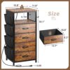 EnHomee Dresser for Bedroom with Charging Station & LED Lights, 4 Storage Drawers with Side Pockets, Dresser Chest of Drawers, Fabric Dresser Organizer Unit for Bedroom,Closet,Hallway,Entryway, Brown - Image 3