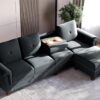 JAMFLY Sectional Couches for Living Room L Shaped Couch with Storage, 4-Seat Convertible Sectional Sofa Couch with Ottoman, Living Room Furniture Sets with Cup Holders, Dark Gray - Image 6