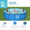 Bestway Steel Pro 15’ x 48" Round Metal Steel Frame Above Ground Outdoor Backyard Family Swimming Pool, Blue - Image 2