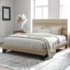 Allewie Queen Size Platform Bed Frame with Fabric Upholstered Headboard and Wooden Slats Support, Fully Upholstered Mattress Foundation/No Box Spring Needed/Easy Assembly, Beige - Image 3