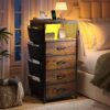 EnHomee Dresser for Bedroom with Charging Station & LED Lights, 4 Storage Drawers with Side Pockets, Dresser Chest of Drawers, Fabric Dresser Organizer Unit for Bedroom,Closet,Hallway,Entryway, Brown - Image 4