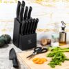 Knife Set, HUNTER.DUAL 15 Pcs Kitchen Knife Set with Block Self Sharpening, Dishwasher Safe, Anti-slip Handle, Black - Image 5