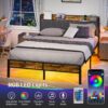 Queen Bed Frame with Headboard, Metal Platform Bed with Smart LED Lights and USB Charging Station, Easy Assembly, No Box Spring Needed - Image 3