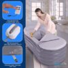 SereneLife Inflatable Bathtub with Bubble Massage Mat, Comes with a Matching Inflatable Pillow, Cup Holder & Remote Control for LED Lighting and Bubble Mat, Featured with Backrest and Armrests Support - Image 4