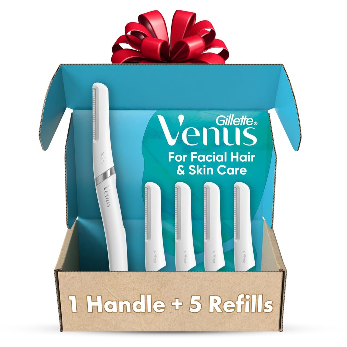 Gillette Venus Facial Razor, Exfoliating Dermaplaning Tool for Face Handle with 5 Blade Refills, Holiday Gifts for Women