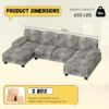 JUMMICO Sectional Couches for Living Room, U Shaped Couch with Chenille Fabric, 4 Seat Modern Sofa with Removable Pillows for Apartment and Small Space (Fabric, Grey) - Image 2