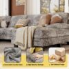 JUMMICO Sectional Couches for Living Room, U Shaped Couch with Chenille Fabric, 4 Seat Modern Sofa with Removable Pillows for Apartment and Small Space (Fabric, Grey) - Image 5