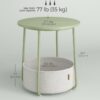 VASAGLE End Table, Small Bedside Table with Fabric Basket, Modern Nightstand, Round Side Table, for Living Room, Bedroom, Laurel Green and Cream White ULET223C69 - Image 3