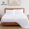 LANE LINEN 100% Organic Cotton Queen Sheet Set, 4Pc Cotton Sheets Queen Size Bed Set, Soft & Breathable Percale Weave, Deep Pocket Queen Sheets, Hotel-Quality Bed Sheets Queen Size - White Bed Sheets - Image 2