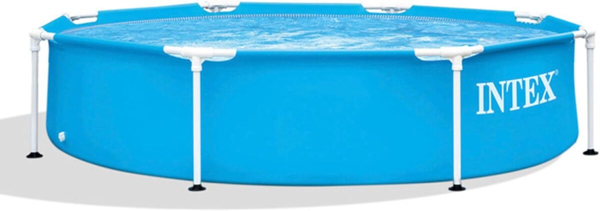 INTEX 28205EH Metal Frame Above Ground Swimming Pool: 8ft x 20in – Puncture-Resistant Material – Easy Assemble – Rust Resistant – 483 Gallon Capacity