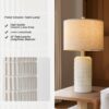 PoKat 23" Modern Ceramic Table Lamp Set of 2 for Living Room White Desk Lamps for Bedroom Farmhouse Bedside Nightstand Bedside Lamp End Table Lamps Beige - Image 2