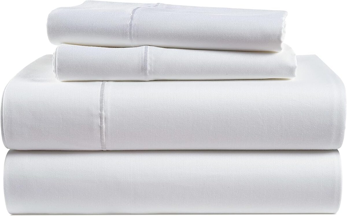 LANE LINEN 100% Egyptian Cotton Sheets King Size - 1000 Thread Count, 4Pc King Size Sheets Set, Smooth Sateen Weave King Sheets, Ultra Luxury Bed Sheets, 16" Deep Pocket King Sheet Set - White Sheets