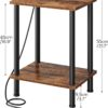 HOOBRO Side/End Table with Charging Station, Set of 2 with USB Ports and Outlets, Nightstand with 2-Layer Storage Shelves for Small Spaces, Living Room, Bedroom, Rustic Brown BF09UBZP201 - Image 3