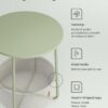 VASAGLE End Table, Small Bedside Table with Fabric Basket, Modern Nightstand, Round Side Table, for Living Room, Bedroom, Laurel Green and Cream White ULET223C69 - Image 6