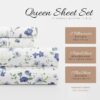 Linen Market Patterned Microfiber Queen Sheet Set 4 Piece – Oeko-TEX Certified Ultra Soft & Wrinkle-Free - 16" Deep Pocket Sheets - Easy Care Queen Size - Blossoms Light Blue - Image 3