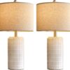 PoKat 23" Modern Ceramic Table Lamp Set of 2 for Living Room White Desk Lamps for Bedroom Farmhouse Bedside Nightstand Bedside Lamp End Table Lamps Beige - Image 8