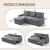 IULULU Sleeper Sofa, L Shaped Sectional Couch with Pullout Bed, Reversible Storage Chaise, 2 in 1 Pull Out Couches for Living Room, Apartment, Medium Grey - Image 2