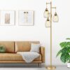 Dimmable Industrial Floor Lamps for Living Room, Gold Tree Standing Tall Lamps with 3 Elegant Teardrop Cage Head & 800 Lumens LED Bulbs for Bedroom Office - Image 5