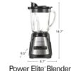 Hamilton Beach Power Elite Wave Action Blender For Shakes and Smoothies, 40 Oz Glass Jar, 12 Functions Including Puree, Crush Ice, Black, 700 Watts, Black (58148A) - Image 8