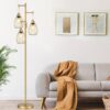 Dimmable Industrial Floor Lamps for Living Room, Gold Tree Standing Tall Lamps with 3 Elegant Teardrop Cage Head & 800 Lumens LED Bulbs for Bedroom Office - Image 4