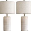 PoKat 23" Modern Ceramic Table Lamp Set of 2 for Living Room White Desk Lamps for Bedroom Farmhouse Bedside Nightstand Bedside Lamp End Table Lamps Beige - Image 7