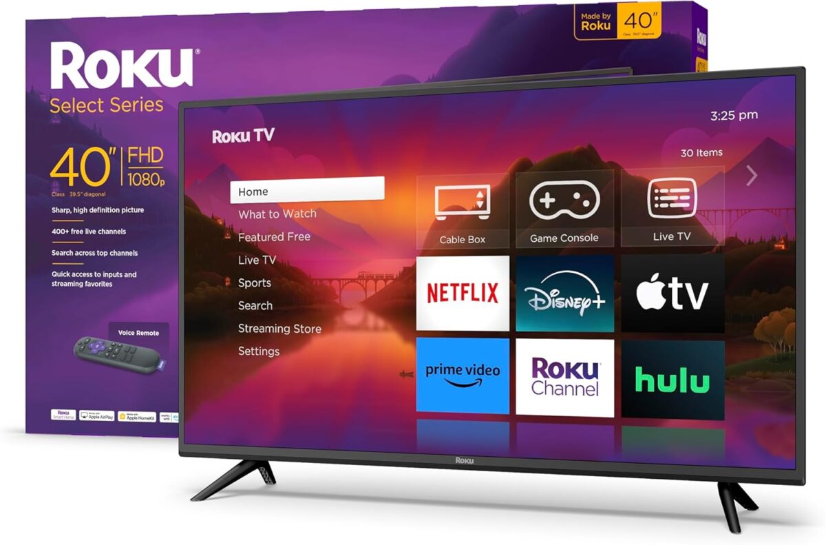 Roku Smart TV – 40-Inch Select Series 1080p Full HD RokuTV with Roku Voice Remote, Bright Picture, Customizable Home Screen – Live Local News, Sports, Gaming