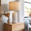 PoKat 23" Modern Ceramic Table Lamp Set of 2 for Living Room White Desk Lamps for Bedroom Farmhouse Bedside Nightstand Bedside Lamp End Table Lamps Beige - Image 4