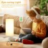 Bedside Table Lamp for Bedroom - 3 Way Dimmable Touch Lamp USB C Charging Ports and AC Outlet, Small Lamp Wood Base Round Flaxen Fabric Shade for Living Room, Desk, LED Bulb Included - Image 6