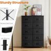 Sweetcrispy Dresser, Tall Dresser for Bedroom, Drawer Dresser Organizer Storage Drawers with 10 Drawers, Chest of Drawers with Fabric Bin, Steel Frame, Wood Top for Bedroom, Closet, Entryway - Image 6