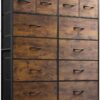 WLIVE Tall Dresser for Bedroom with 12 Drawers, Chests of Drawers, Fabric Dresser for Bedroom, Closet, Fabric Storage Dresser with Drawers, Steel Frame, Rustic Brown Wood Grain Print - Image 9