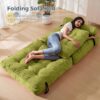 MAXYOYO Folding Sofa Bed, Convertible Sleeper Chair with Pillow Foldable Mattress with Back Support, Portable Fold Out Chair Bed Comfy Floor Sofa Lounge for Living Room Bedroom, Green, Single - Image 4