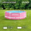 Intex 8ft x 2.5ft Round Metal Frame Above Ground Swimming Pool, Pink - Image 2