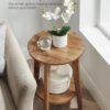 VASAGLE Side Table, Small Round End Table with Lower Shelf, Nightstand for Small Spaces, Living Room, Bedroom, Rustic Walnut ULET283T41 - Image 7