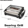 Hamilton Beach Electric Indoor Searing Grill with Viewing Window & Adjustable Temperature Control to 450F, 118 sq. in. Surface Serves 6, Removable Nonstick Grate, Stainless Steel - Image 8