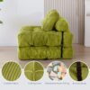 MAXYOYO Folding Sofa Bed, Convertible Sleeper Chair with Pillow Foldable Mattress with Back Support, Portable Fold Out Chair Bed Comfy Floor Sofa Lounge for Living Room Bedroom, Green, Single - Image 5