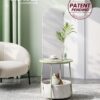 VASAGLE End Table, Small Bedside Table with Fabric Basket, Modern Nightstand, Round Side Table, for Living Room, Bedroom, Laurel Green and Cream White ULET223C69 - Image 4