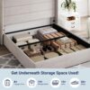 Allewie Queen Size Lift Up Storage Bed, Modern Wingback Headboard, Hydraulic Support, No Box Spring Needed, Light Beige - Image 3