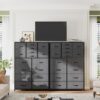 EnHomee Dresser for Bedroom with 16 Drawers Tall Dressers & Chests of Drawers Bedroom Dresser for Bedroom, Fabric Dresser, Grey, 11.8" D x 37.5" W x 57" H - Image 8