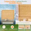 4-Piece Bamboo Cutting Board set for Charcuterie & Chopping, Unique Wooden Cutting Board for Kitchen with stand, Juice Groove & Handle, Idea for Meat, Vegetables & Fruits, Kitchen Gift for Home Cooks - Image 4