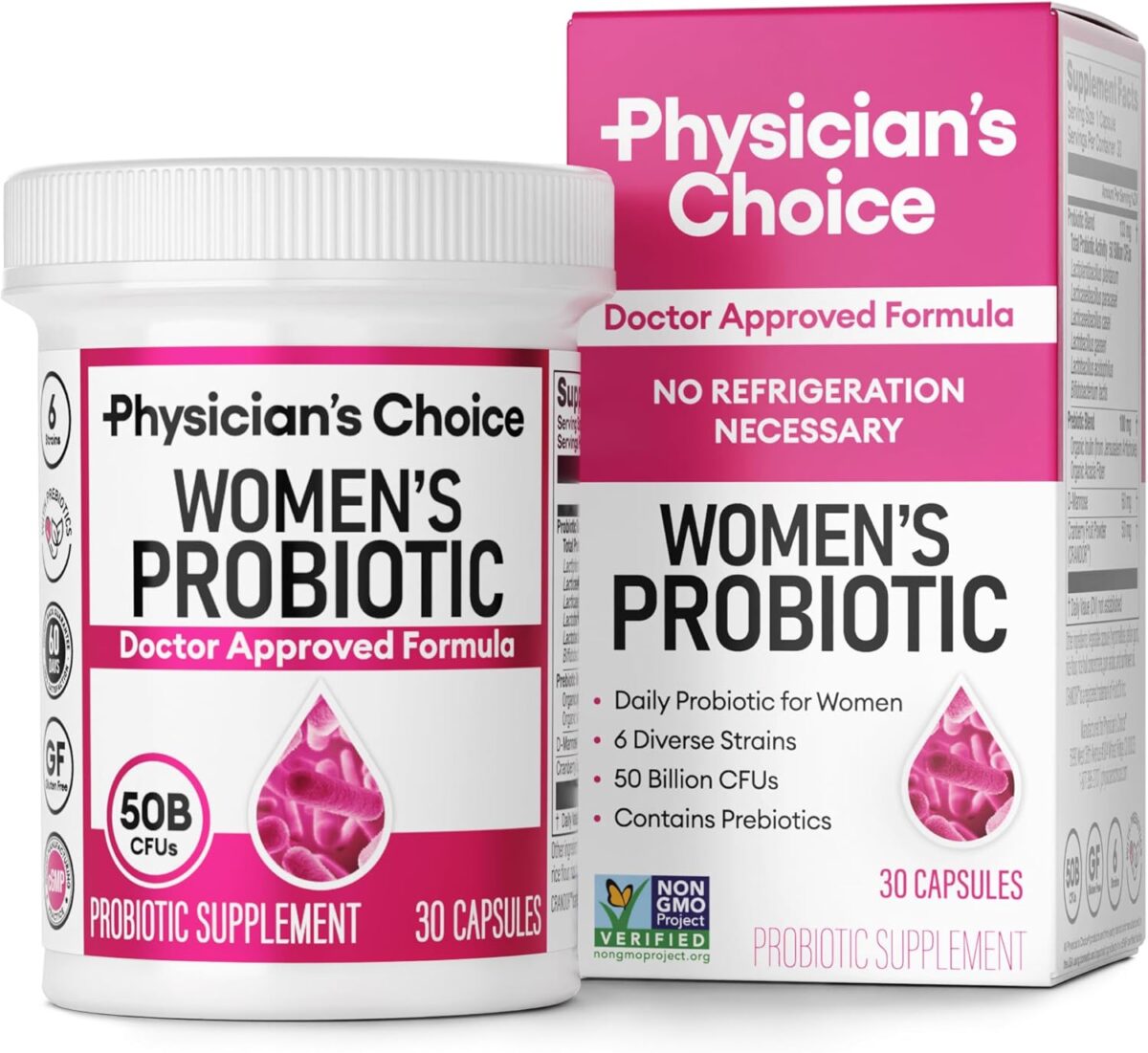 Physician's CHOICE Probiotics for Women - PH Balance, Digestive, UT, & Feminine Health - 50 Billion CFU - 6 Unique Strains for Her - Organic Prebiotics, Cranberry Extract+ - Women Probiotic - 30 CT