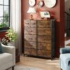 WLIVE Tall Dresser for Bedroom with 12 Drawers, Chests of Drawers, Fabric Dresser for Bedroom, Closet, Fabric Storage Dresser with Drawers, Steel Frame, Rustic Brown Wood Grain Print - Image 4