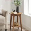 VASAGLE Side Table, Small Round End Table with Lower Shelf, Nightstand for Small Spaces, Living Room, Bedroom, Rustic Walnut ULET283T41 - Image 2